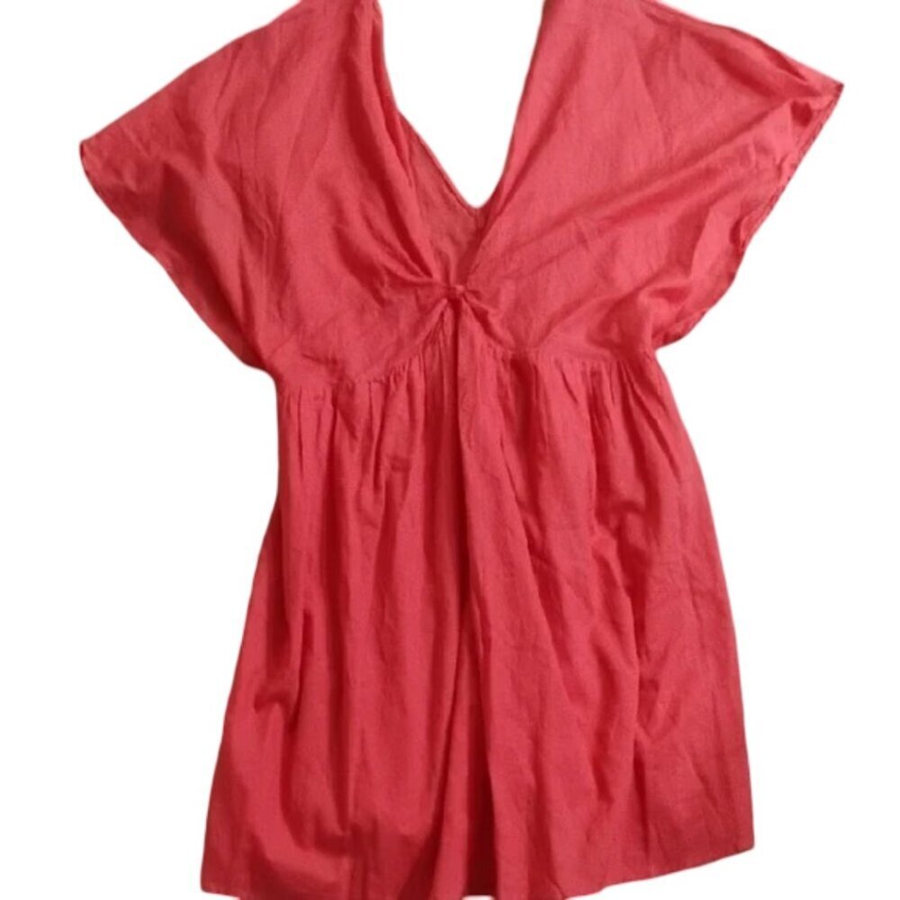 HYFVE Women's Xl Pink Deep V-Neck Flowy Short Versatile Dress